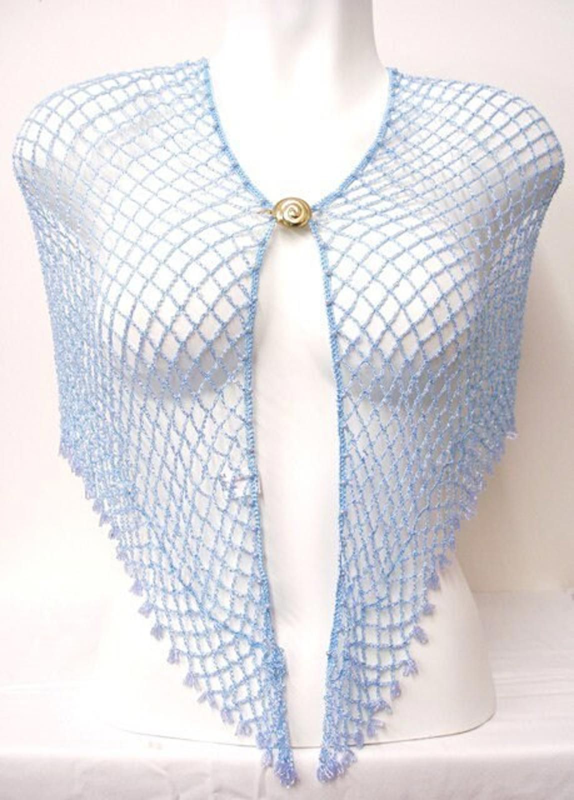 Designer Sequin Shawl/Wrap Lite Blue Size ONE SIZE - 1 Preview