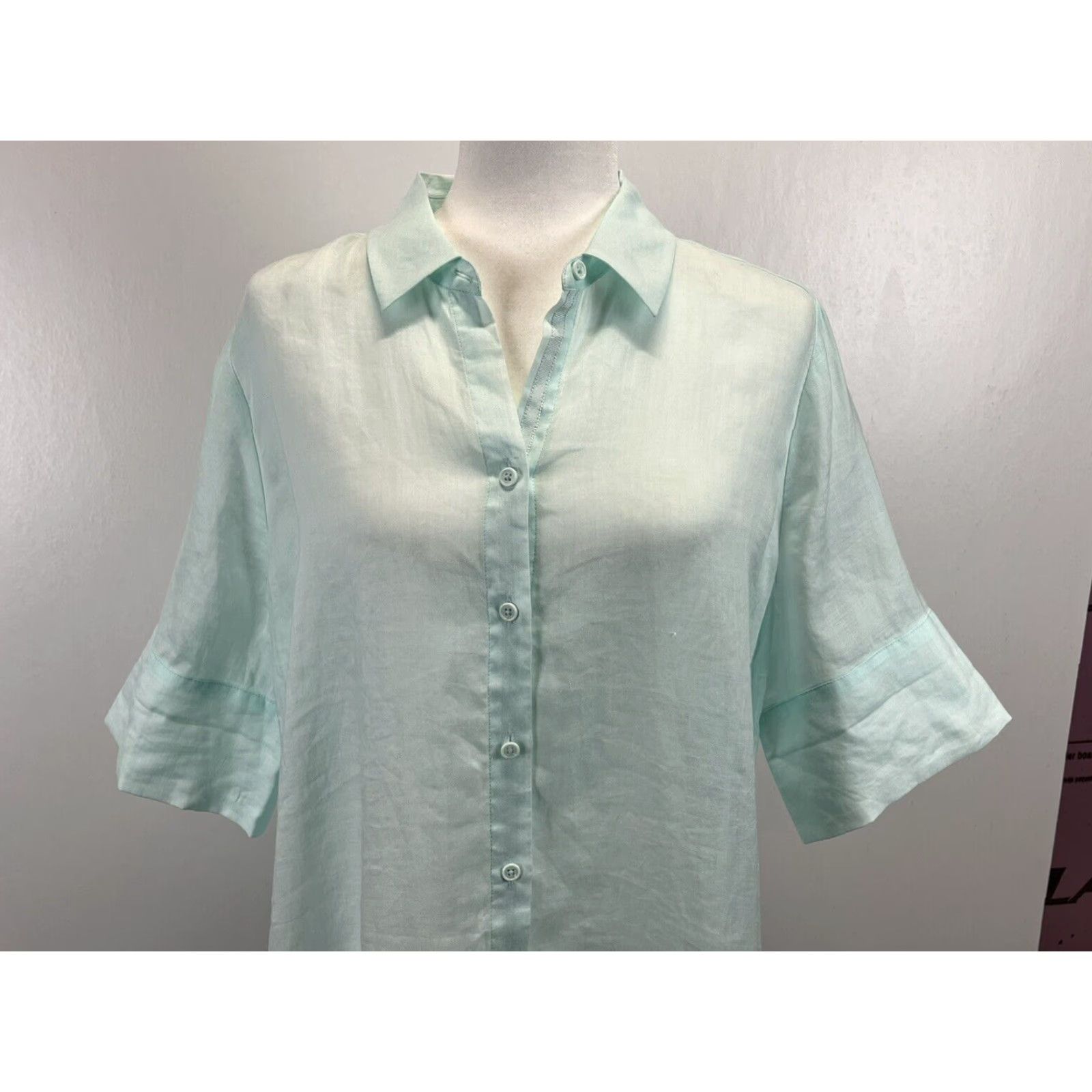Vintage NEW! Chico's Sheer Aqua Grosgrain Trim Tunic Shirt Dress Size L Beach Womens Size L / US 10 / IT 46 - 4 Thumbnail