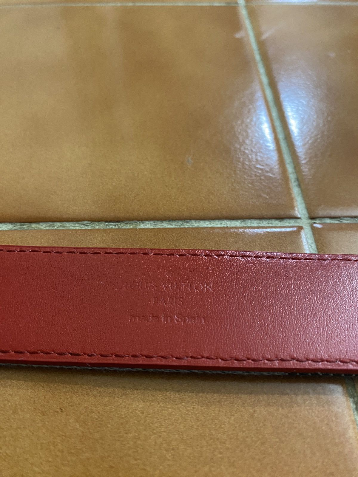 Louis Vuitton Unisex LOUIS VUITTON DENIM/RED BELT GOLD TONE HARDWARE, Size ONE SIZE - 22 Thumbnail