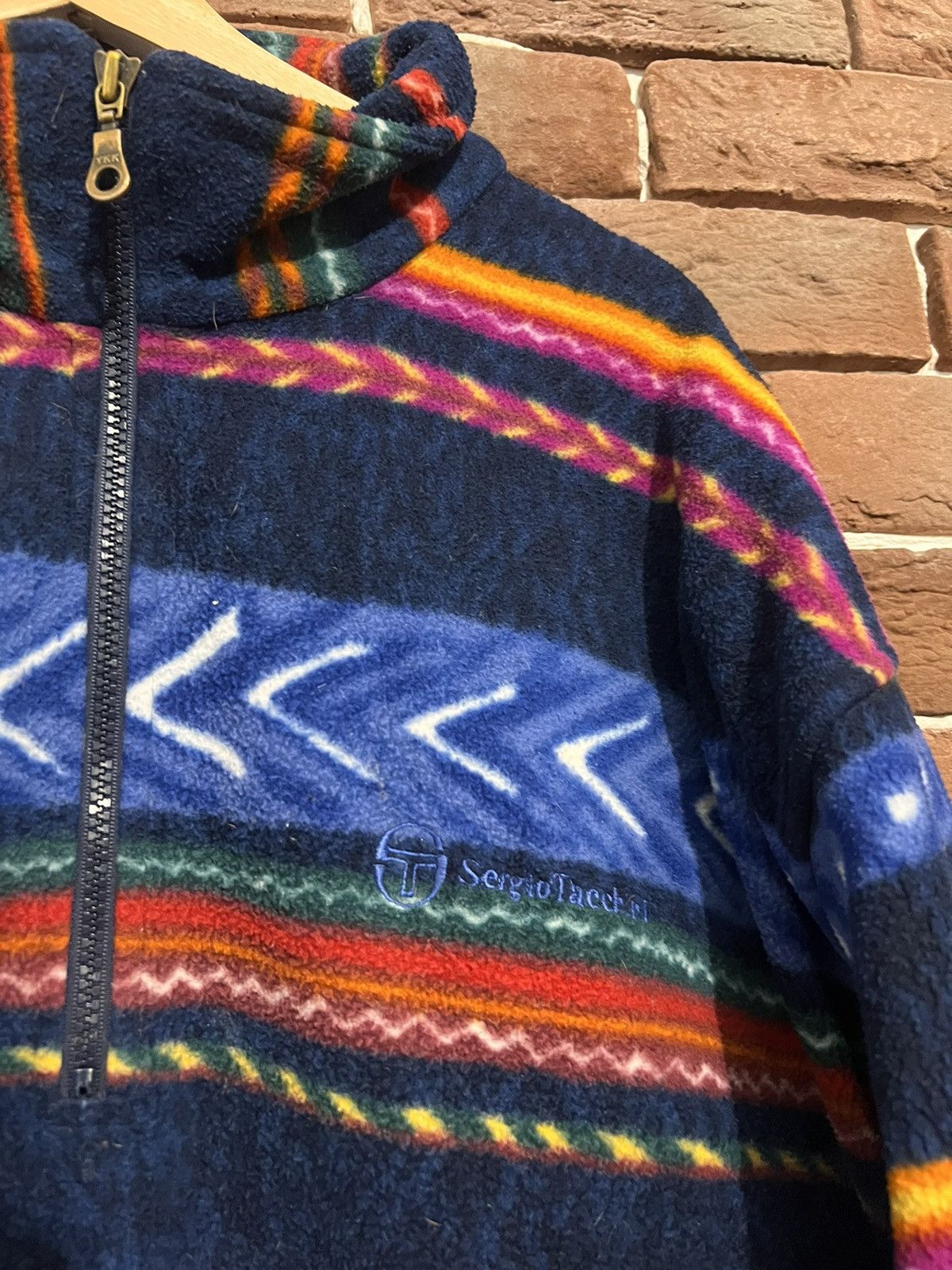 Sergio Tacchini Vintage 90s Sergio Tacchini Abstract Aztec Crazy Fleece Size US XXL / EU 58 / 5 - 4 Thumbnail