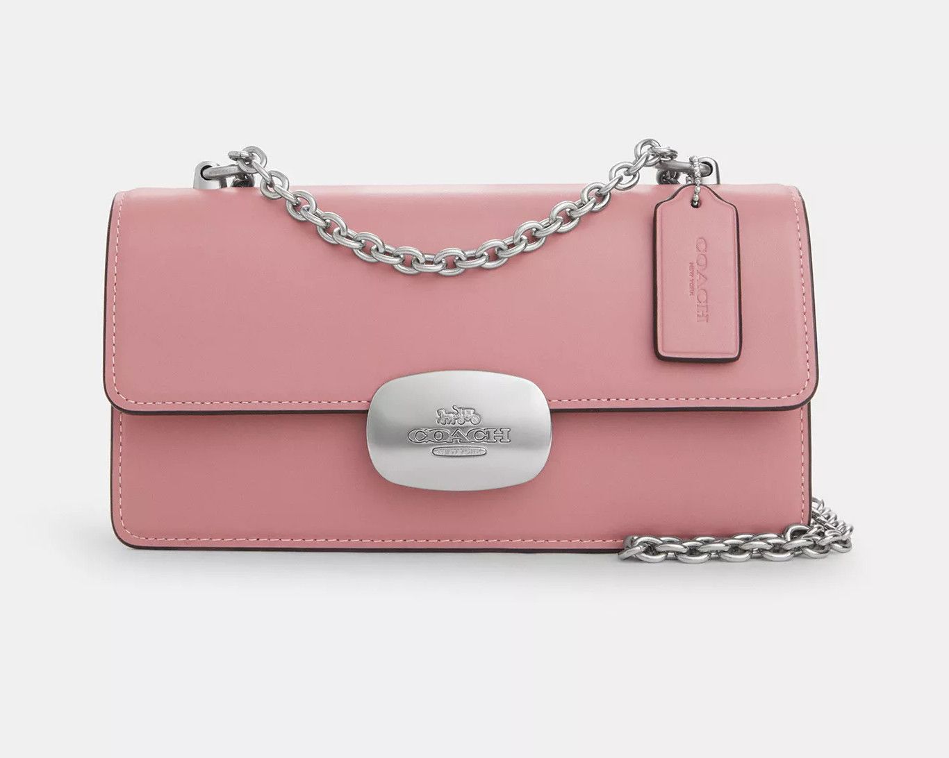 image of Coach Eliza Flap Crossbody in Silver/True Pink, Women's