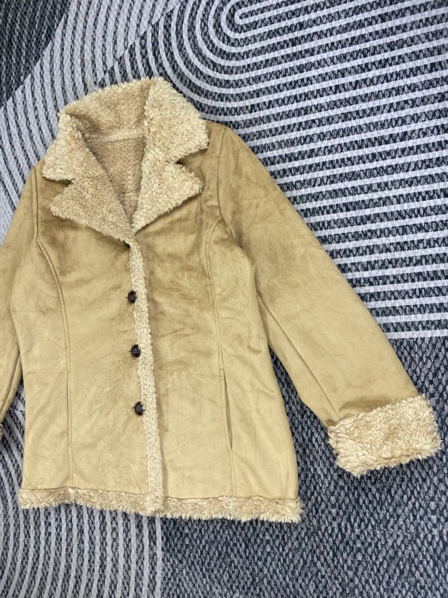 Japanese Brand Comfostrain Double Collar Lined Sherpa Suede Leather Jacket Size US M / EU 48-50 / 2 - 4 Thumbnail