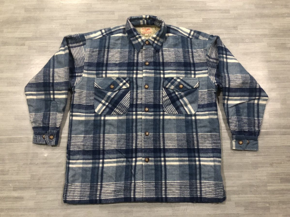 image of Archival Clothing x Flannel Virgin Voyage Tartan Flannel Trenowear in Blue Tartan (Size Medium)