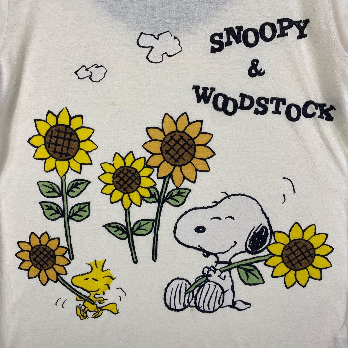 Peanuts Vintage SNOOPY & WOODSTOCK Sunflower Cartoon Graphic Tee Size M / US 6-8 / IT 42-44 - 2 Thumbnail