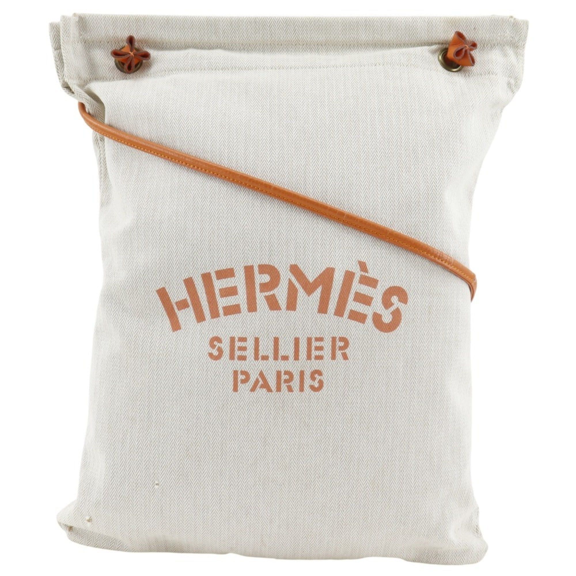 Hermes Hermes Alain GM Shoulder Bag, Toile Chevron, Beige, Open, Unisex Size ONE SIZE - 1 Thumbnail