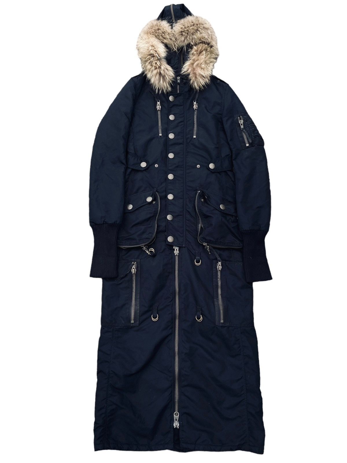 14th Addiction 2000s SLY - Fur Hoodie Extra Long Cargo Jacket Size US S / EU 44-46 / 1 - 2 Thumbnail