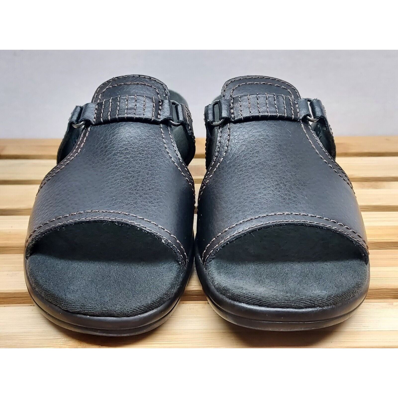Clarks Clarks Womens | Black | Leather Block Slide Sandals Size 6 Size US 6 / IT 36 - 5 Thumbnail