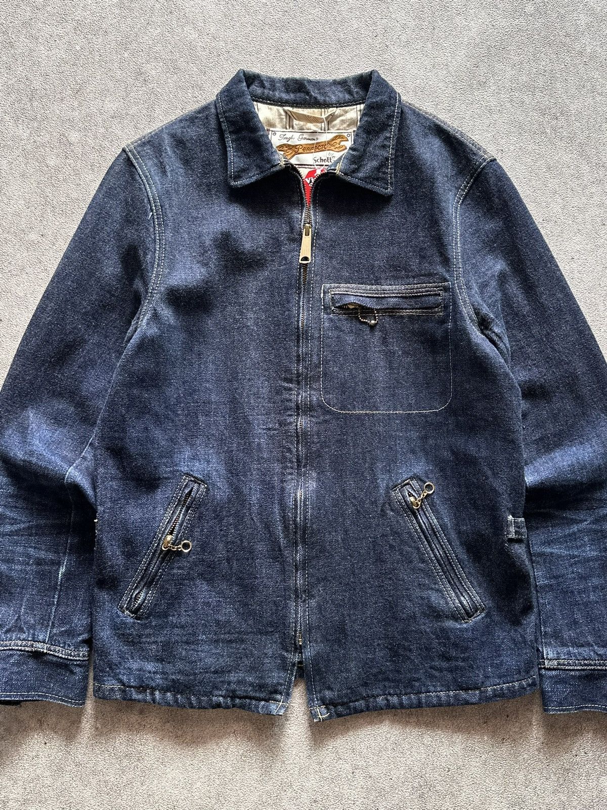 Schott 90s Perfecto by Schott Nyc Zip Up Selvedge Raw Denim Jacket Size US M / EU 48-50 / 2 - 2 Thumbnail