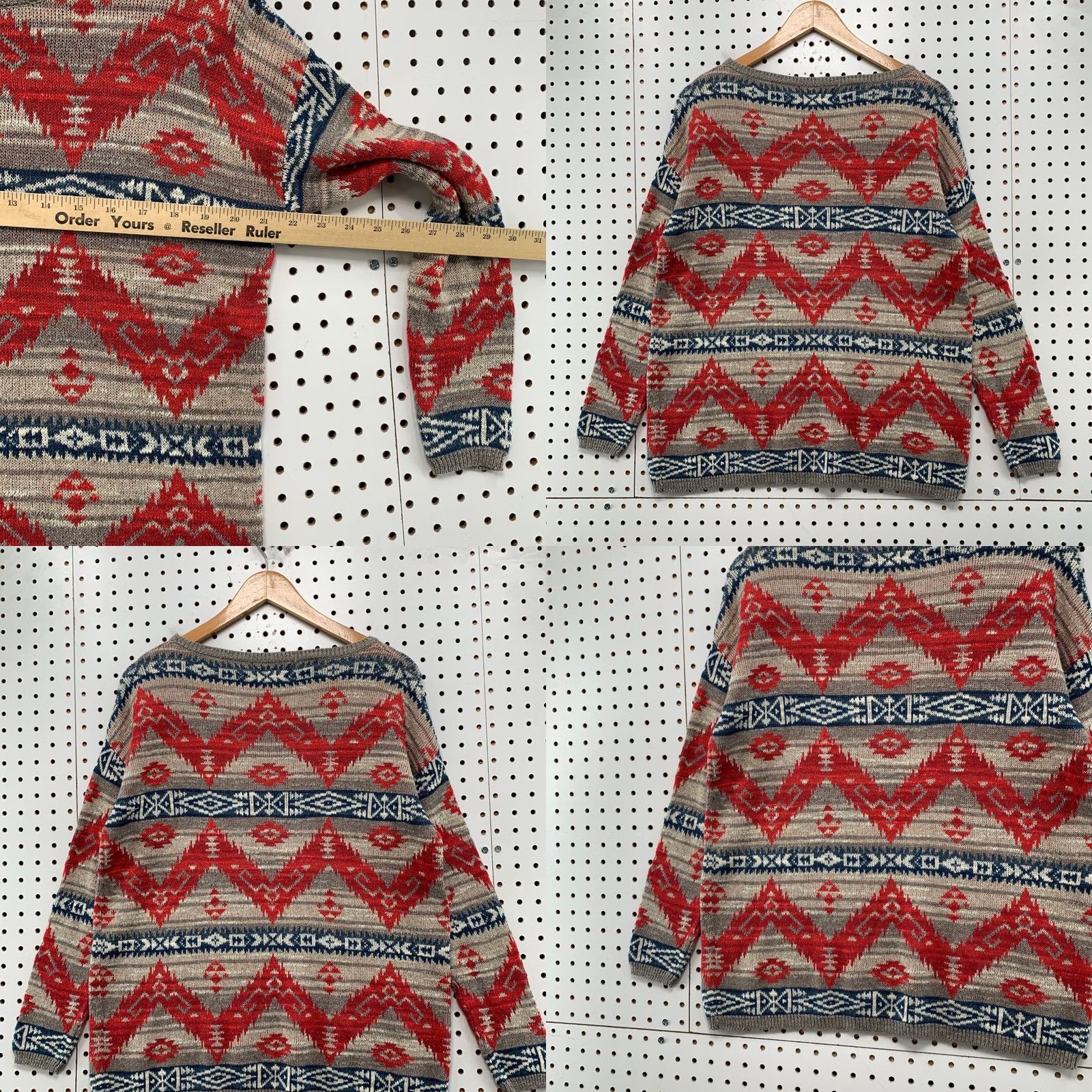 Vintage Denim & Supply Ralph Lauren Womens Southwestern Intarsia Cotton Sweater Red M Size M / US 6-8 / IT 42-44 - 9 Thumbnail