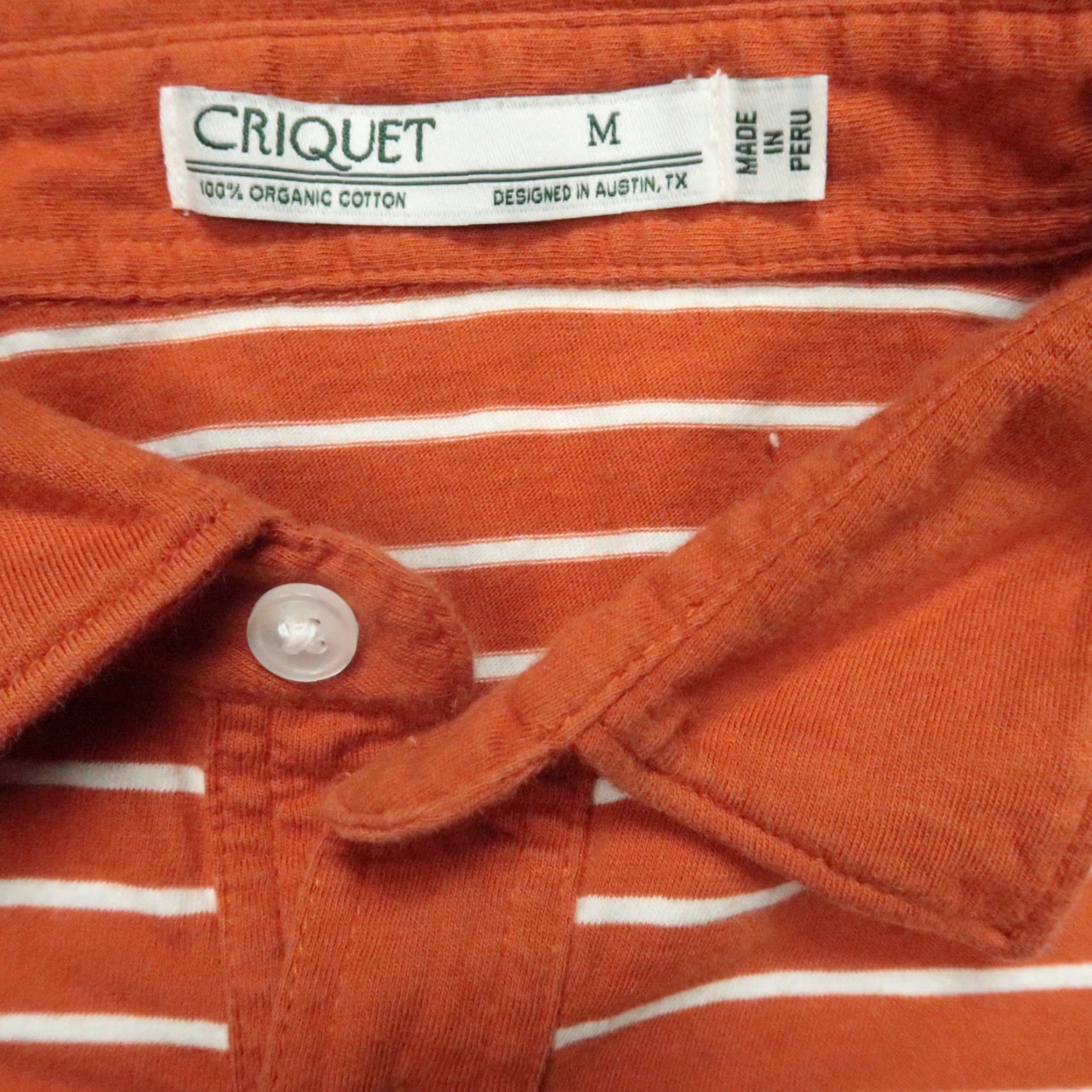 Vintage VINTAGE Criquet Shirt Men Medium Burnt Orange White Striped Players Performance Polo TPC Size US M / EU 48-50 / 2 - 3 Thumbnail