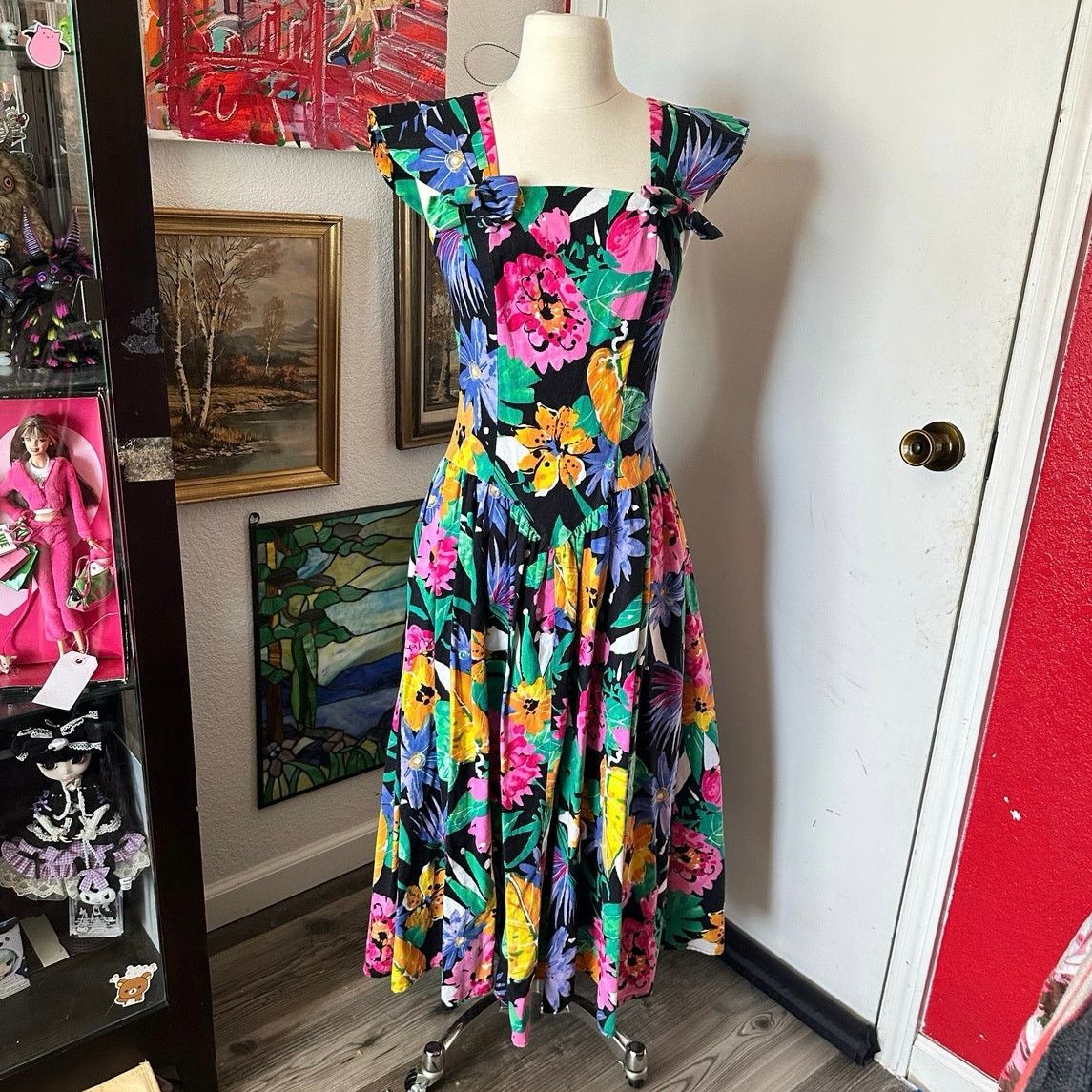 Handmade vintage handmade floral corset puff long dress Size S / US 4 / IT 40 - 1 Thumbnail
