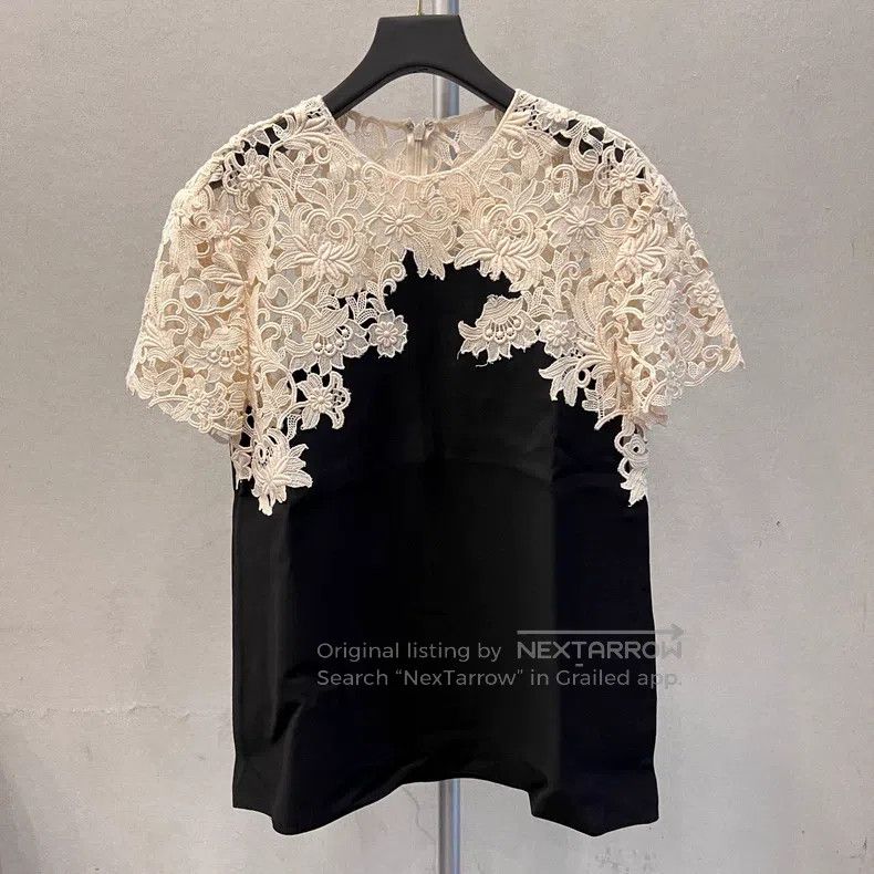 Valentino Valentino Silk wool lace paneled short sleeves Size S / US 4 / IT 40 - 3 Thumbnail