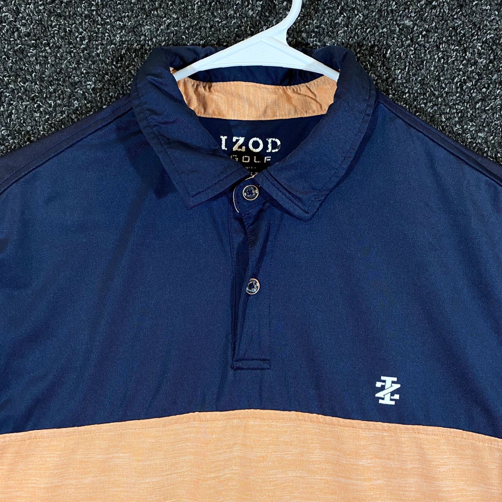Izod IZOD Polo Shirt Mens Medium Blue Orange Stretch Casual Golf Color Block Shirt Size US M / EU 48-50 / 2 - 2 Thumbnail