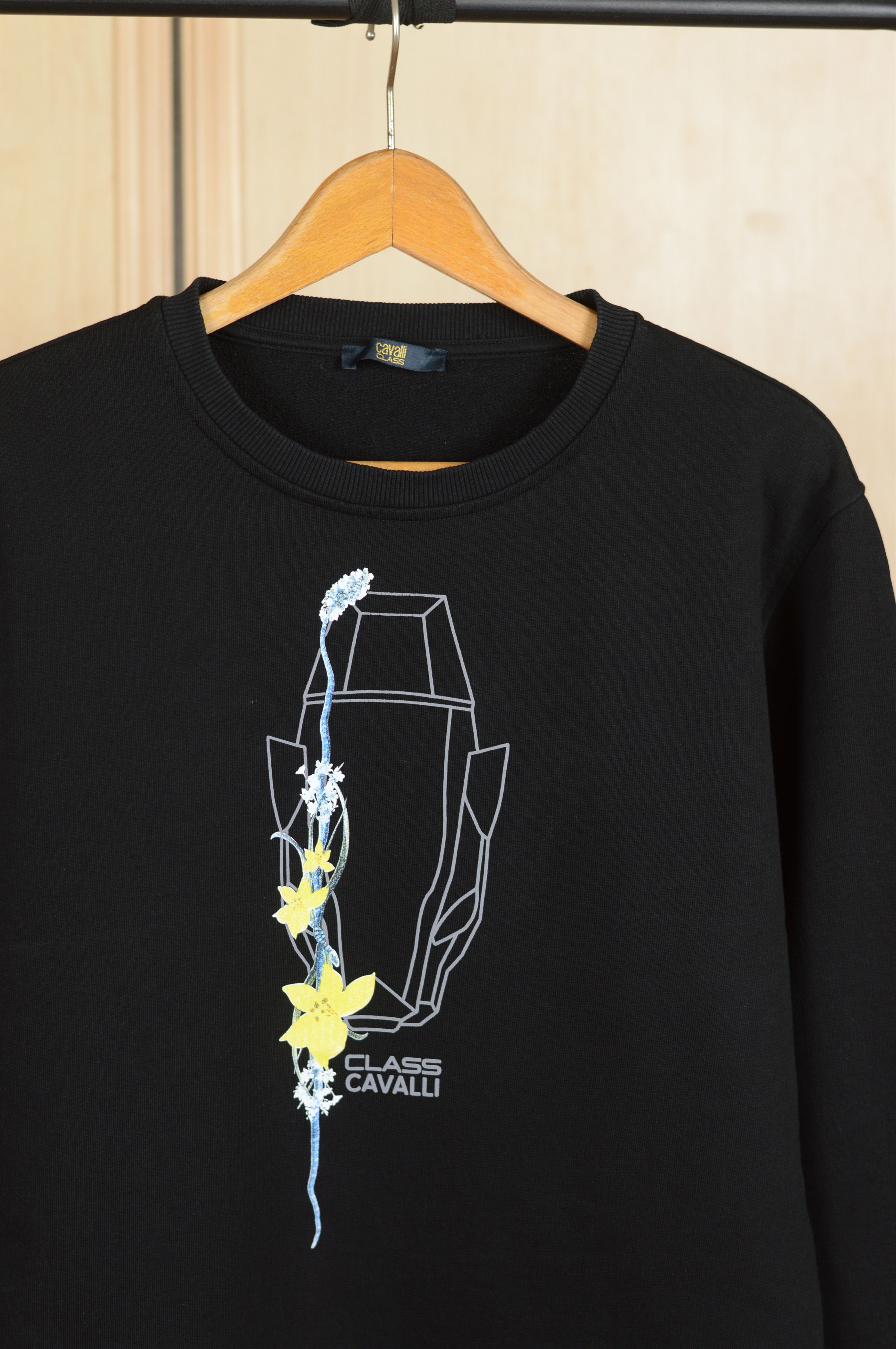 Cavalli Class × Just Cavalli Cavalli Class Flower Print Black Sweatshirt Size XXL / US 16-18 / IT 52-54 - 2 Thumbnail