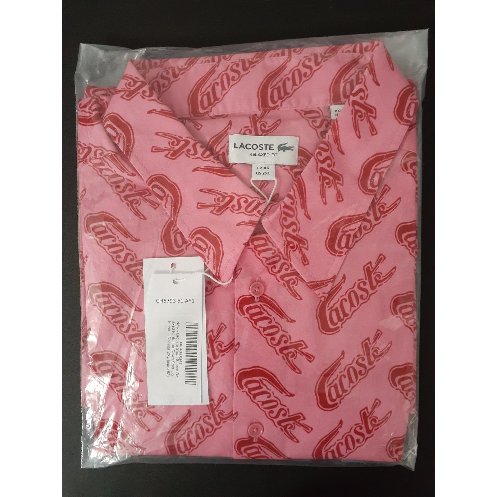 Lacoste Lacoste Short Sleeve Relaxed Fit Shirt Lighthouse Red 2XL Size US XXL / EU 58 / 5 - 2 Thumbnail