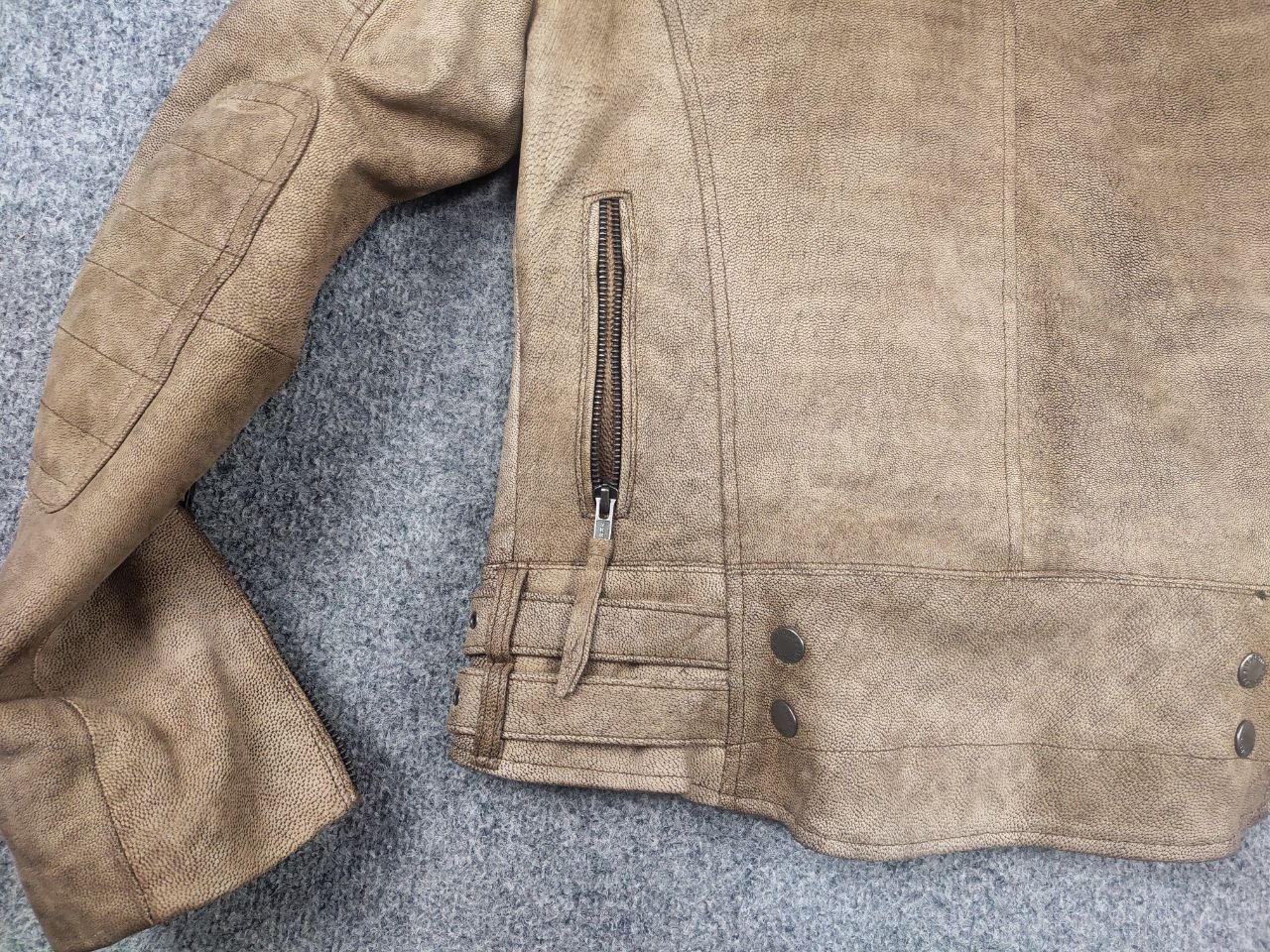 Vintage Vintage Warson Police Perfecto Lamb leather Zip Tan jacket Size L / US 10 / IT 46 - 12 Thumbnail