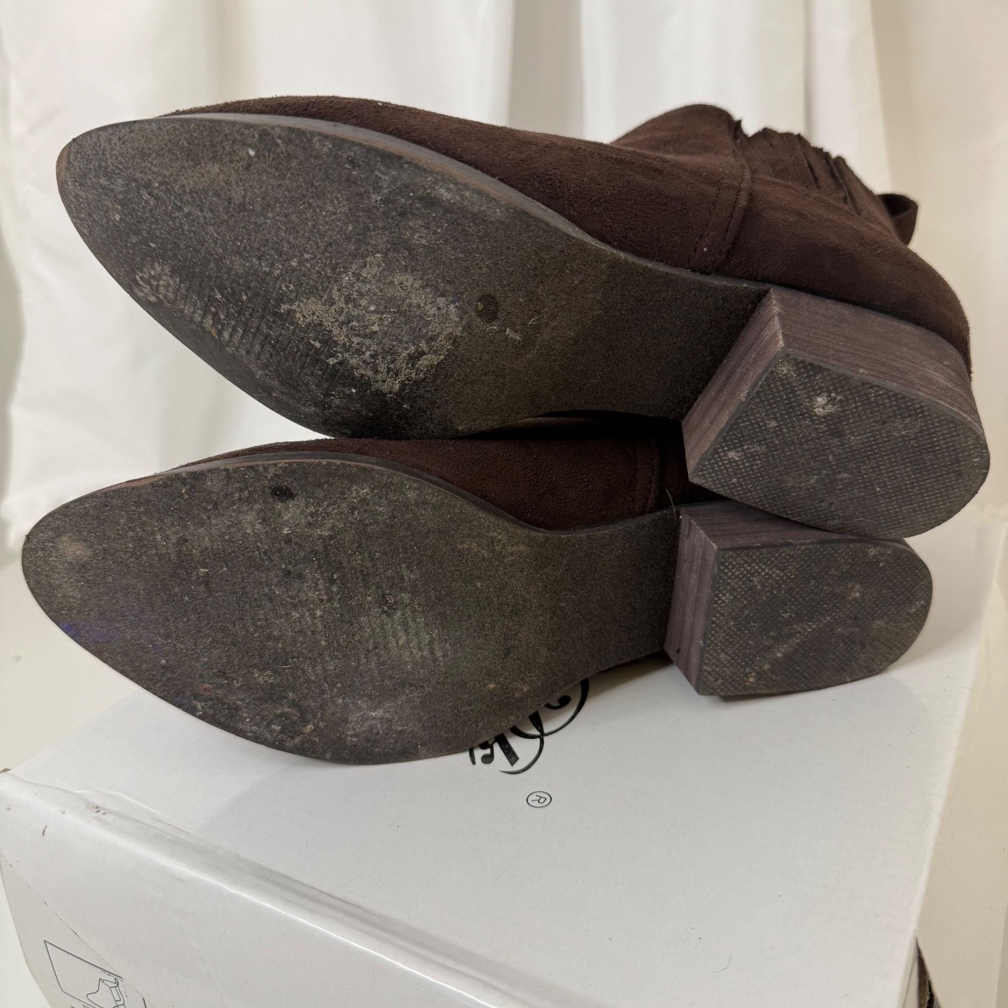 Other Elegant Footwear Brown Suede Ankle Boots With Block Heel For Size US 7.5 / IT 37.5 - 8 Thumbnail