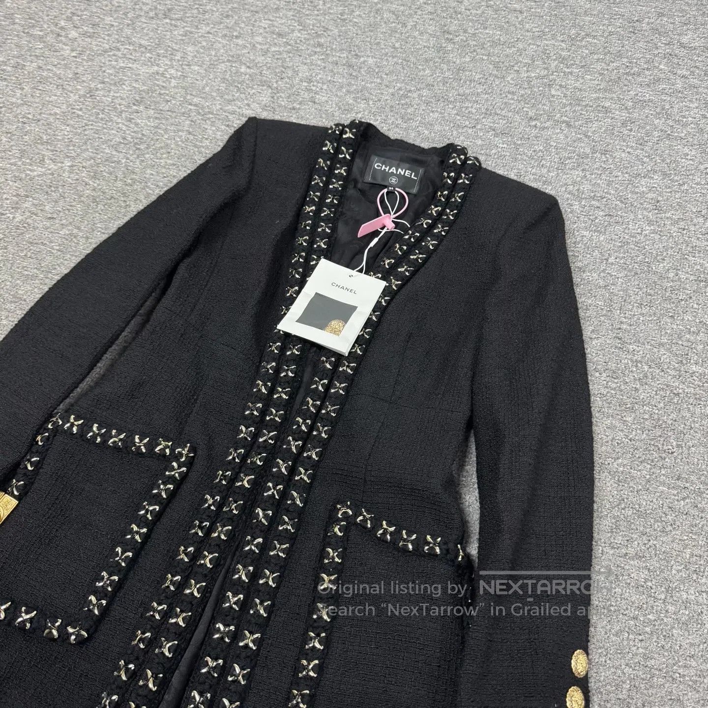 Chanel Chanel size 34 Metropolitan Black Gold Edged Coarse Wool Kn Size S / US 4 / IT 40 - 3 Thumbnail