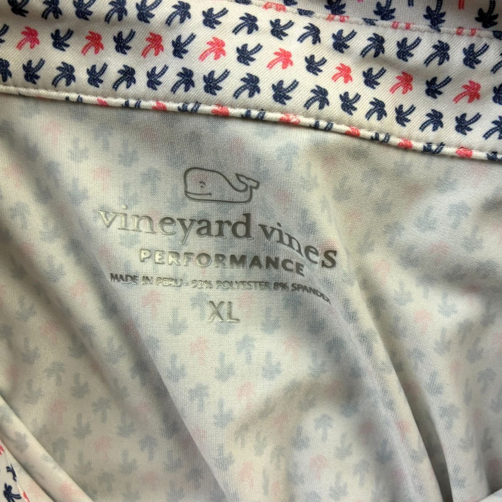 Vineyard Vines Vineyard Vines Polo Shirt Mens XL White All Over Print Golf Performance Shirt Short Sleeve Collared Buttoned Logo Casual Activewear Size US XL / EU 56 / 4 - 6 Thumbnail