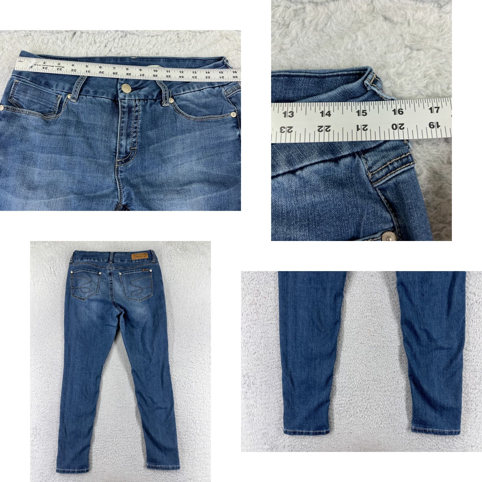 Vintage Seven7 Jeans Women 12 Blue Denim Skinny Taper Cotton Blend 29x29 Womens Size 34" / US 12 / IT 48 - 9 Thumbnail