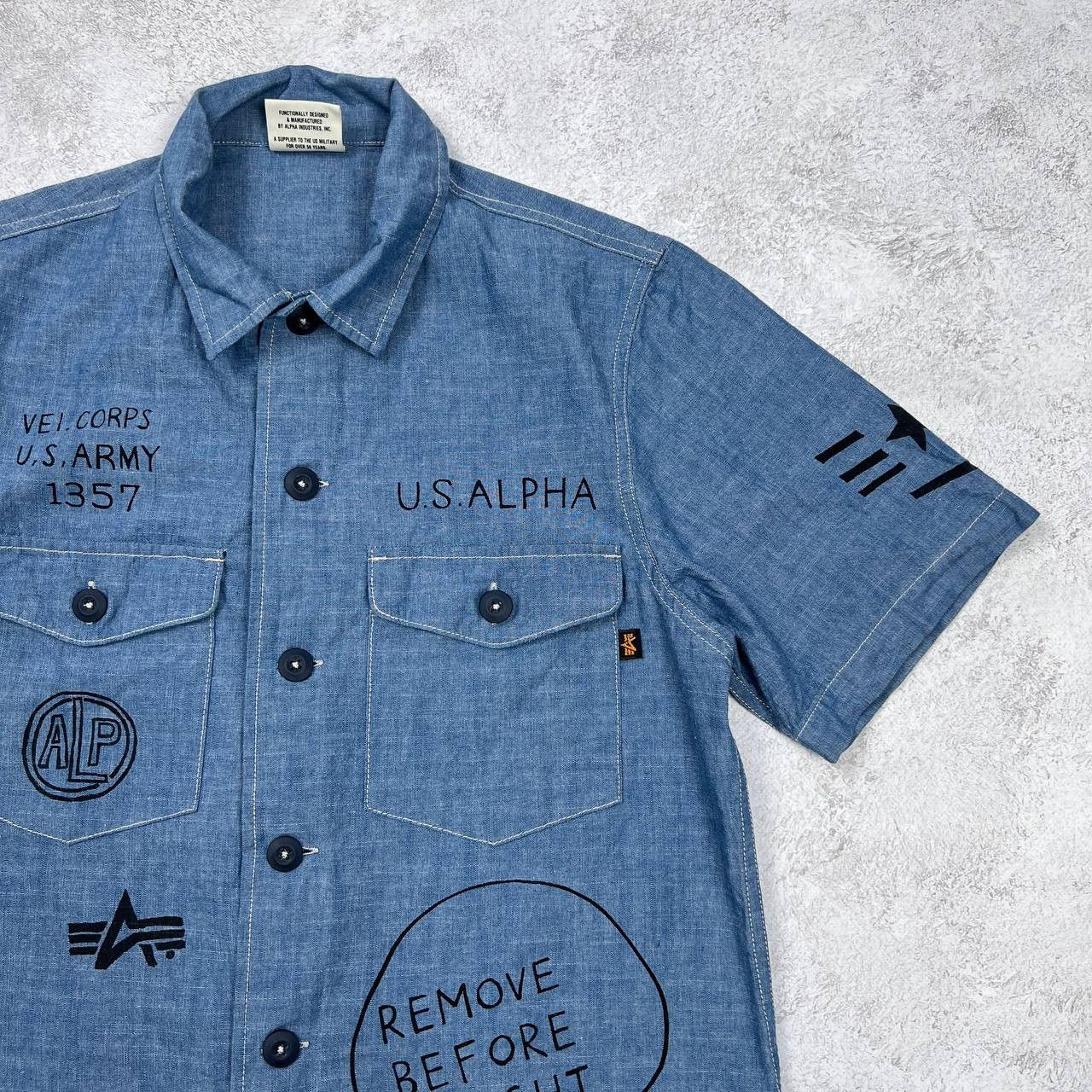 Alpha Industries Alpha Industries Men's Chambray Shirt Military Graphic Size US S / EU 44-46 / 1 - 5 Thumbnail