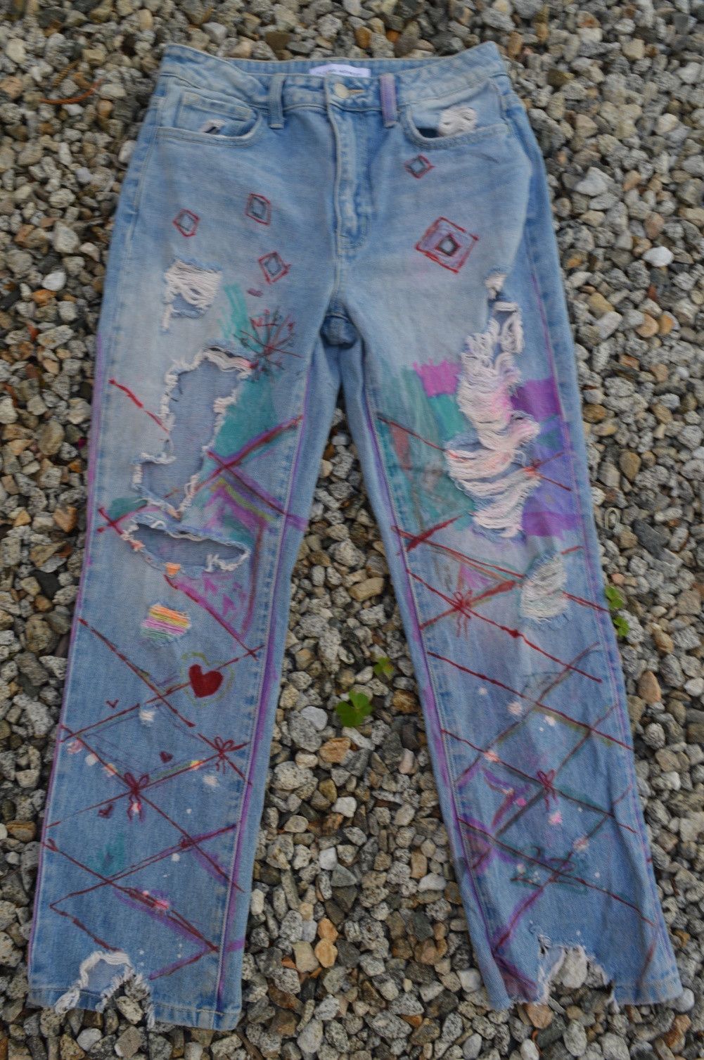 Handmade VINTAGE DENIM ART HANDPAINTED SIZE 26 Size 26" / US 2 / IT 38 - 6 Thumbnail
