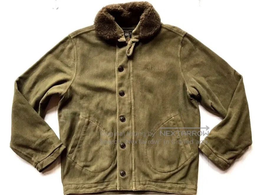 rrl wool fur collar military corduroy jacket.