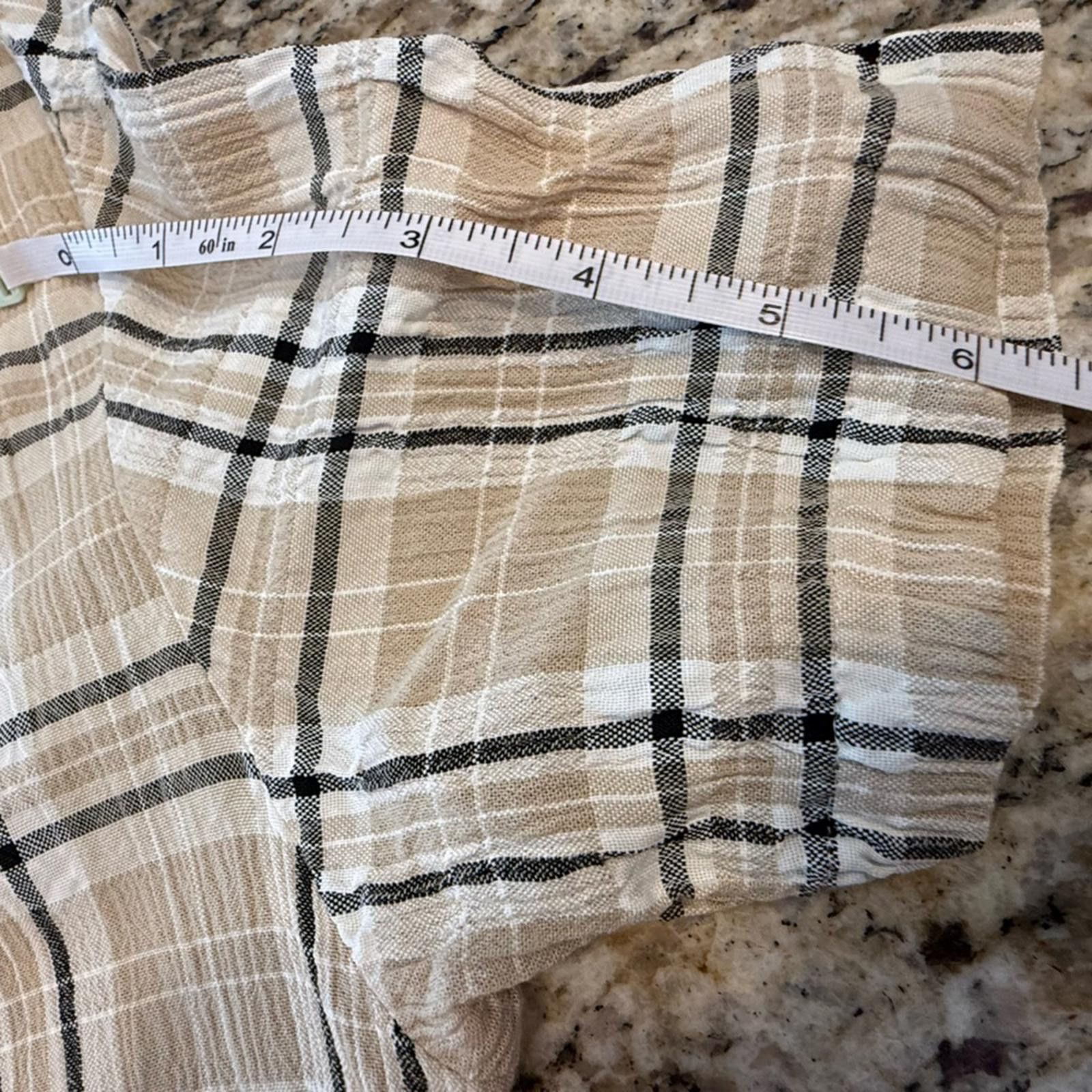 Other Carry Back button up shirt tan & gray plaid sporty SZ 8 Size M / US 6-8 / IT 42-44 - 11 Thumbnail