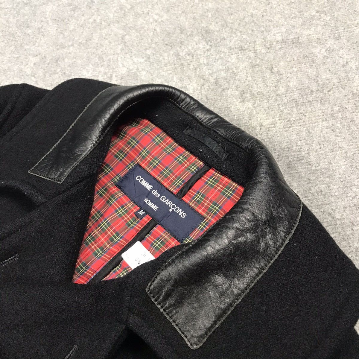 Comme des Garcons × Comme des Garcons Homme COMME DES GARÇONS WOOL JACKET LEATHER COLLAR Size US M / EU 48-50 / 2 - 15 Thumbnail