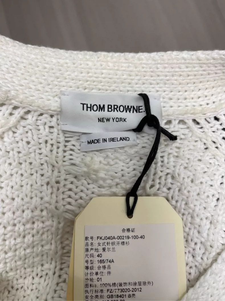 Thom Browne Thom browne Thom Browne White Four-Striped Knit Long Cardig Size S / US 4 / IT 40 - 5 Thumbnail