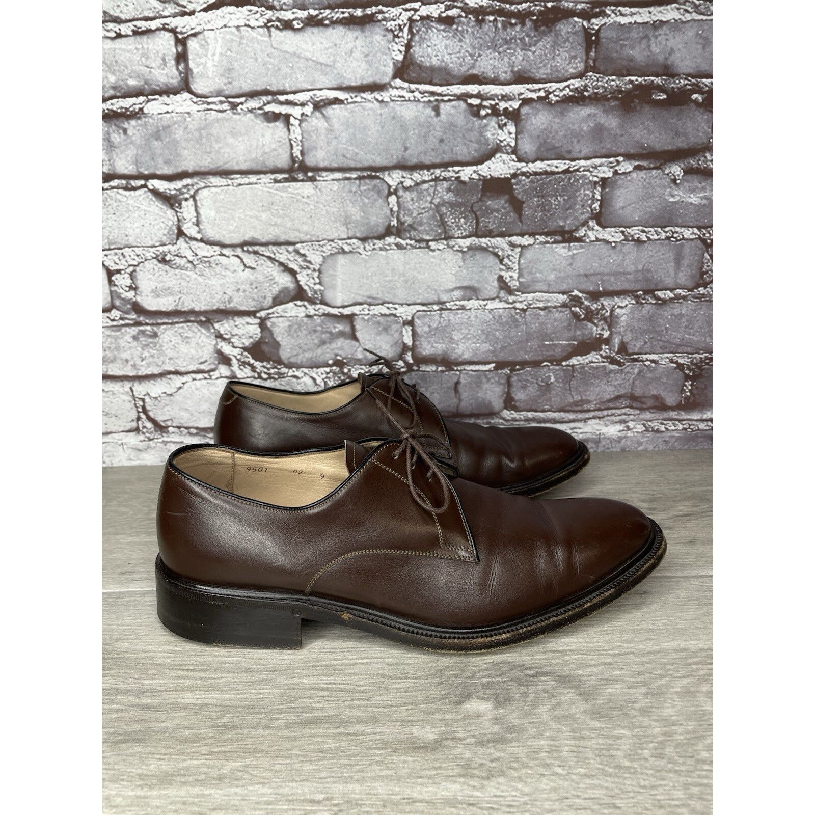 Endless Joy G.M. Endless 9502 Brown Leather Derby Oxfords Lace Up Dress Size US 9 / EU 42 - 23 Thumbnail