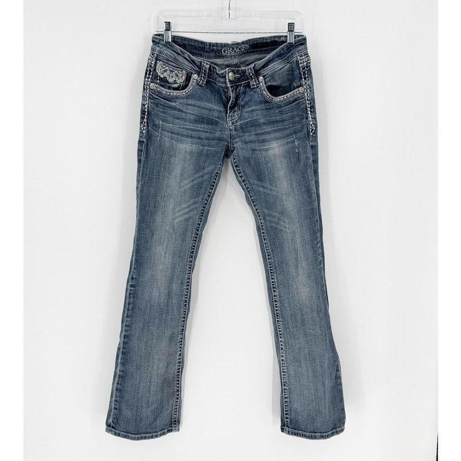 Grace in LA Grace in LA contrasting stitching bling pockets 29 bootcut Size 29" - 2 Thumbnail