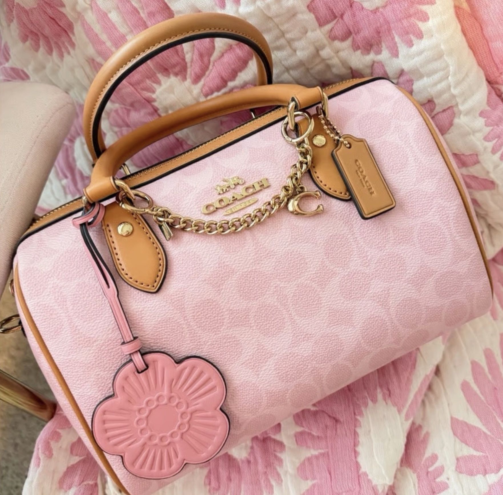 Coach Rowan Satchel Bag In Signature Canvas With Charms CAE18 Size ONE SIZE - 3 Thumbnail