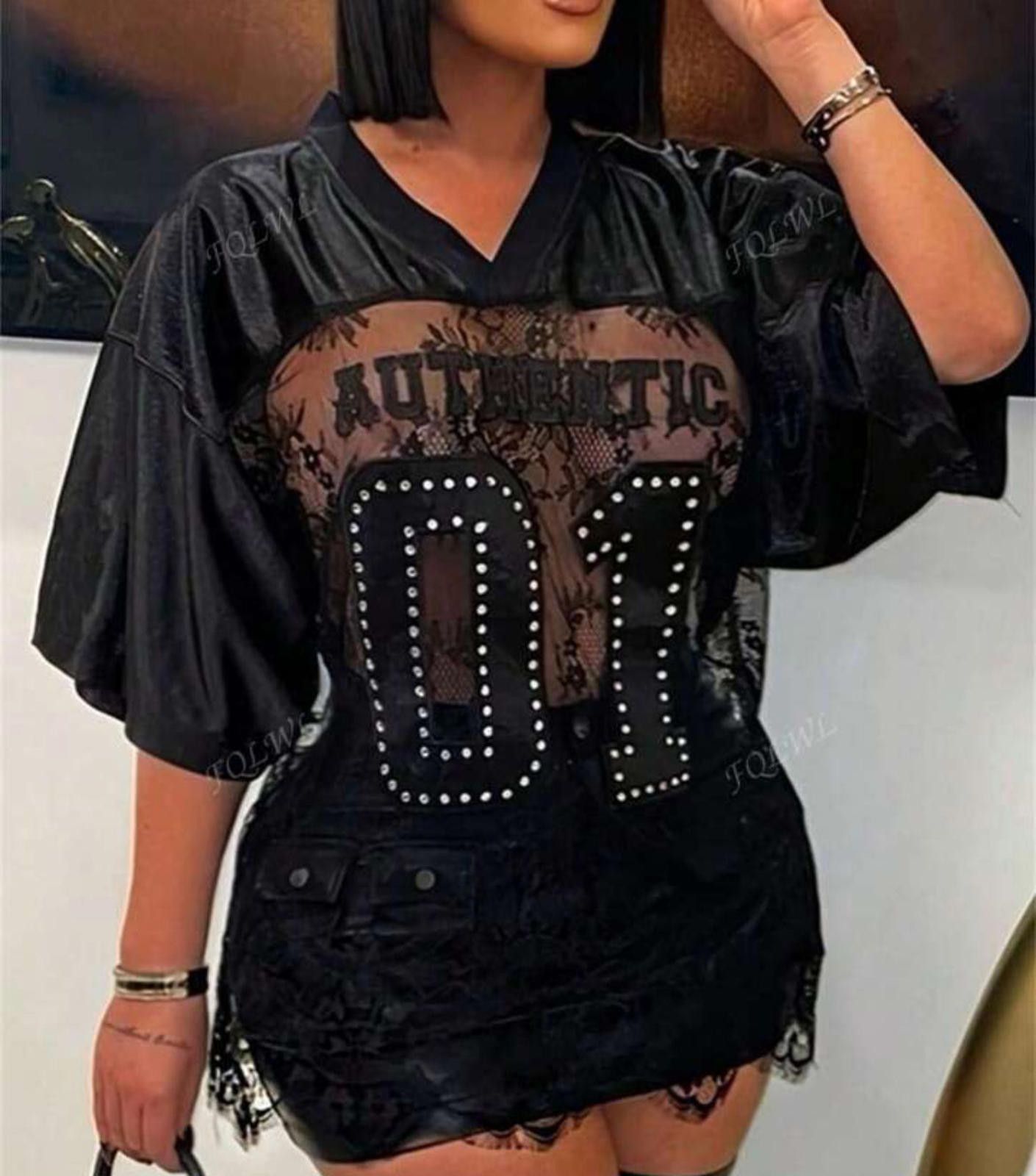 Other Authentic or California Edge Numbered Lace Sporty Jersey Top Size ONE SIZE - 10 Thumbnail
