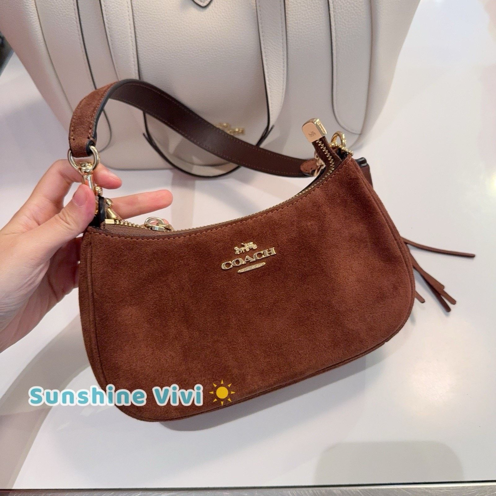 Coach NWT Coach Teri Mini Crossbody Bag CCE42 Suede Vintage Brown Size ONE SIZE - 2 Thumbnail