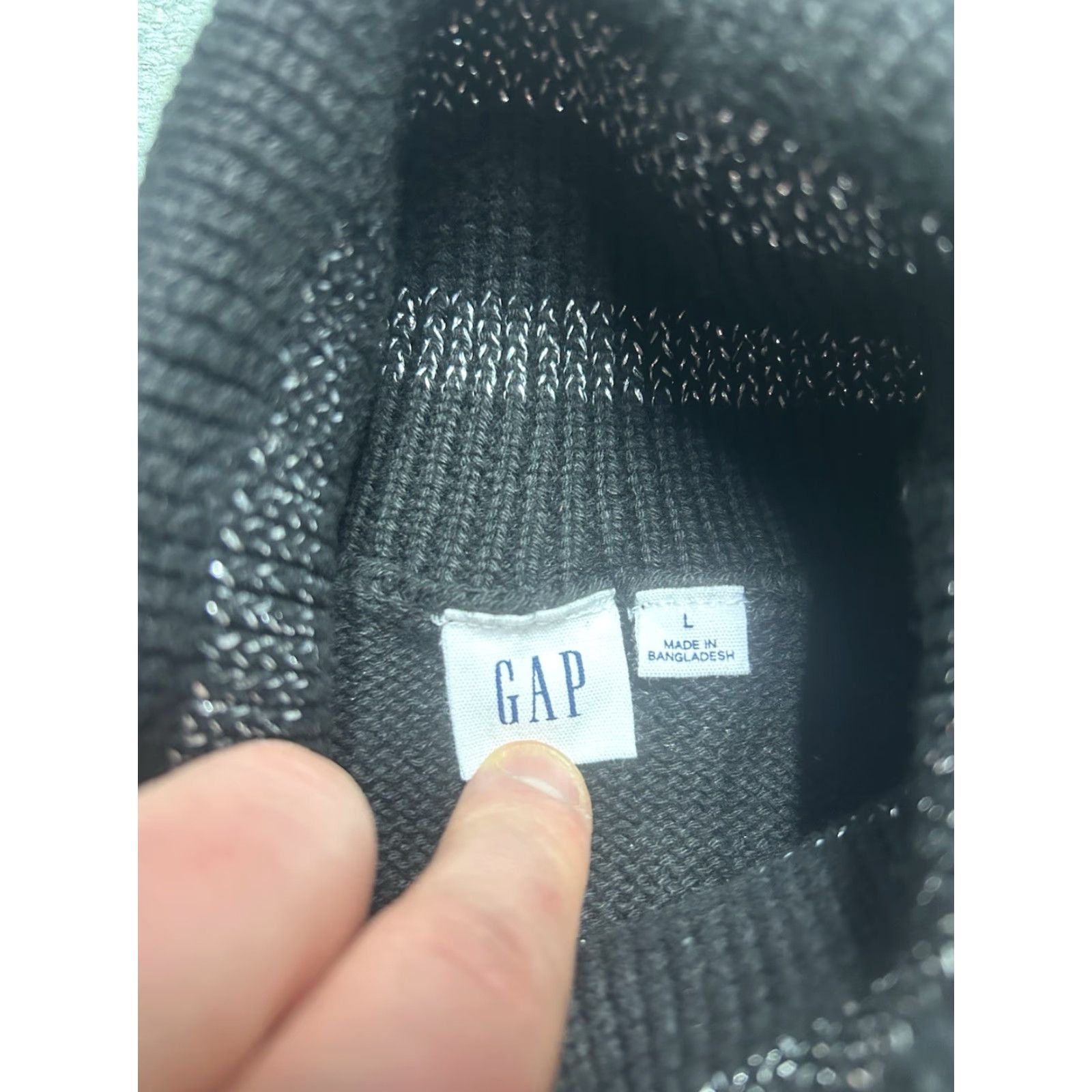 Gap VINTAGE Gap pullover turtleneck sweater cotton knit lurex sparkle black striped Womens L Size L / US 10 / IT 46 - 6 Thumbnail