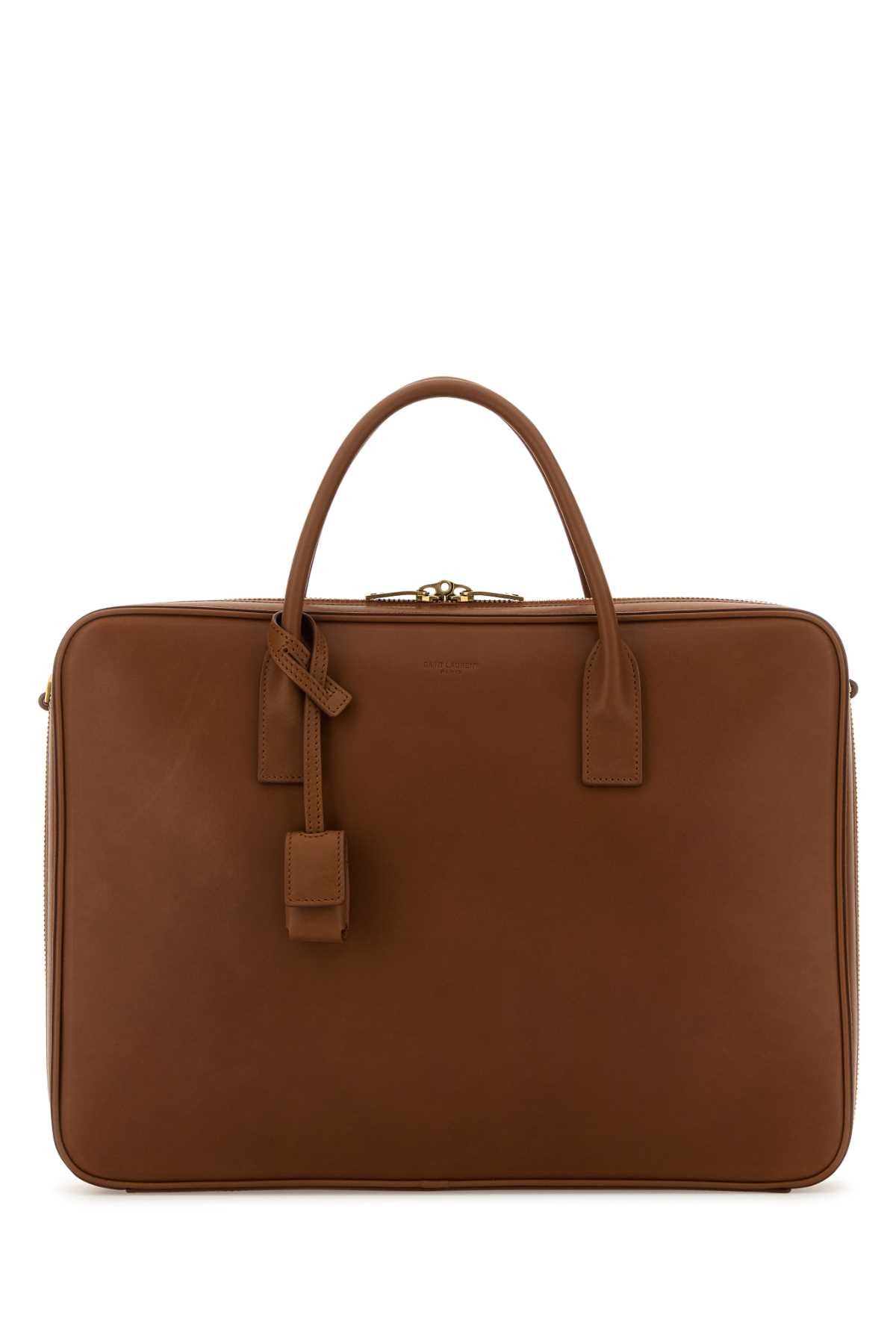 Saint Laurent Paris Caramel Leather Briefcase Size ONE SIZE - 1 Thumbnail
