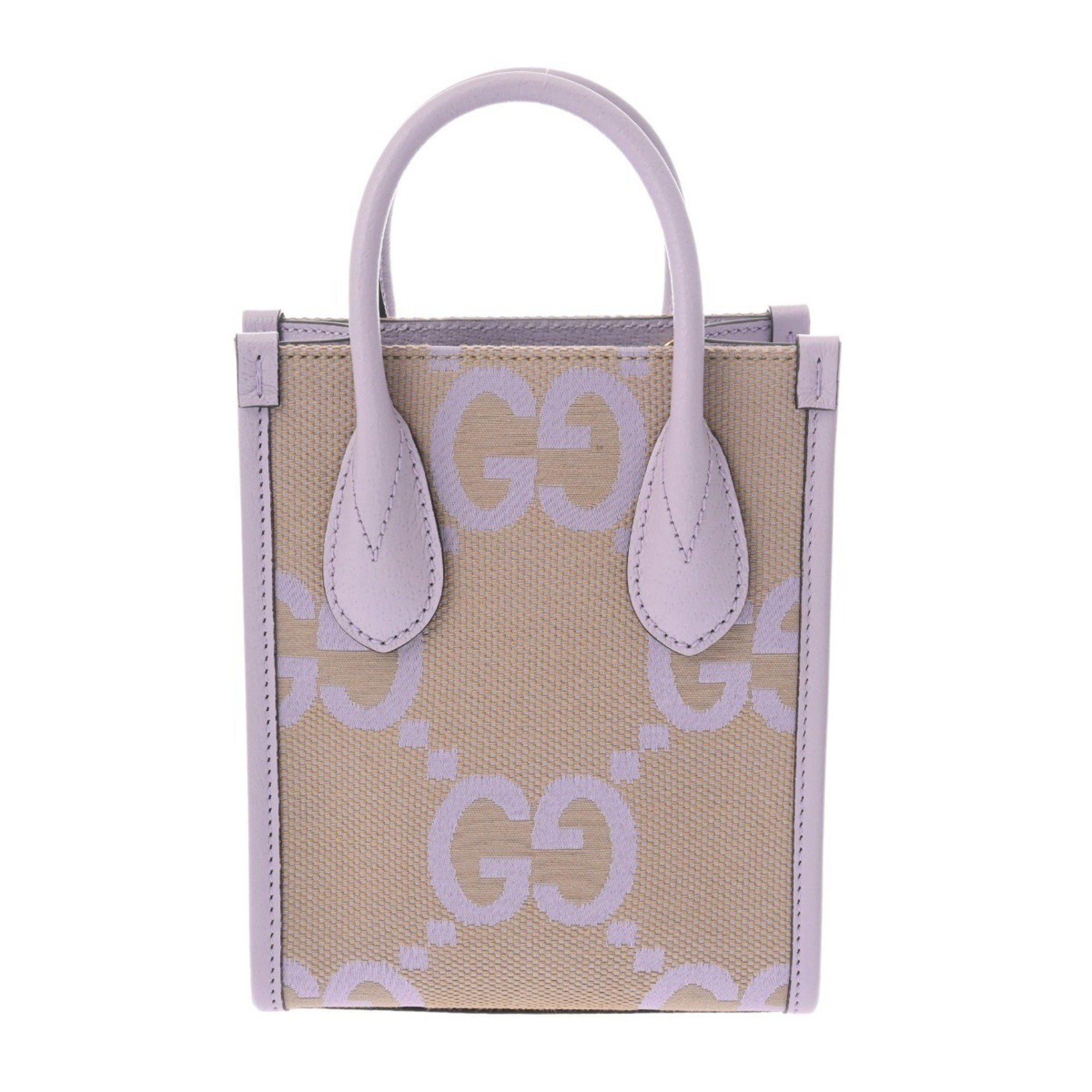Gucci Mini Tote Jumbo GG Beige/purple 671623 Women's Canvas Leather Bag