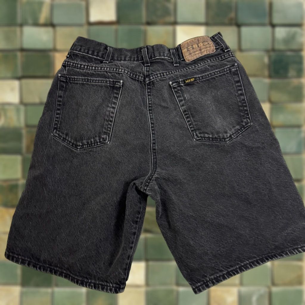 Denime VINTAGE H.I.S. Jean Shorts Jorts Men 34 Black Denim Skate Y2K Mens 34 Black Denim Biker Shorts Size US 34 / EU 50 - 1 Thumbnail