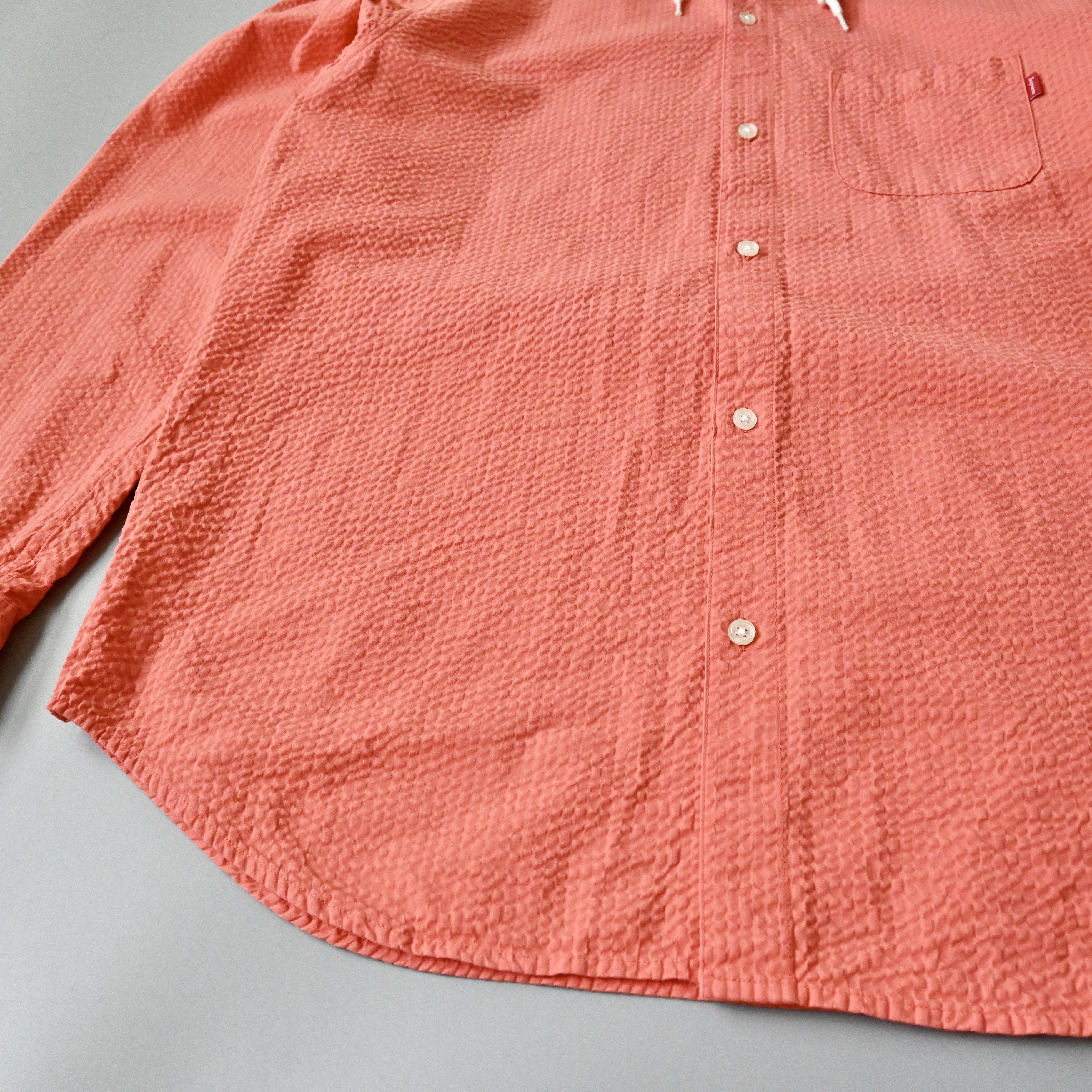 Supreme 15 S/S Supreme seersucker cotton hooded shirt peach L Size US L / EU 52-54 / 3 - 7 Thumbnail