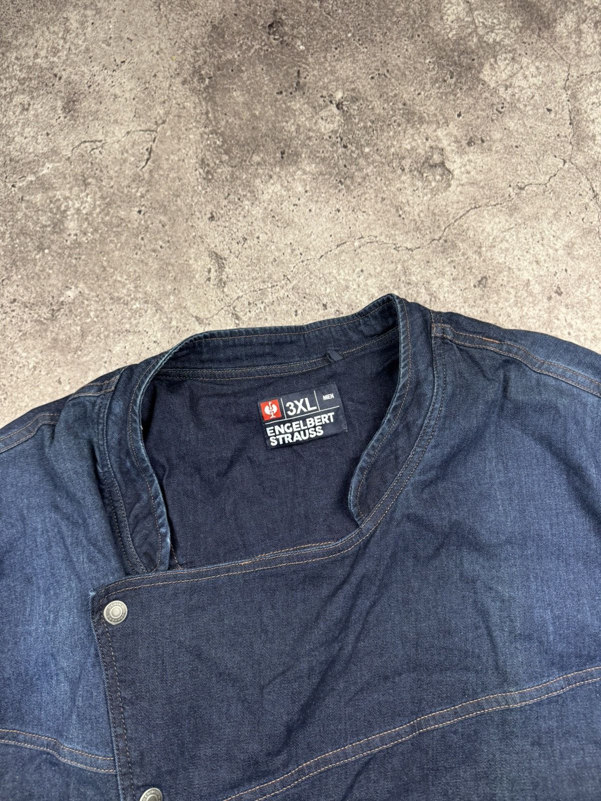 Garment Reproduction of Workers Vintage Engelbert Strauss Denim Workwear Shirt Distressed Size US XXL / EU 58 / 5 - 3 Thumbnail