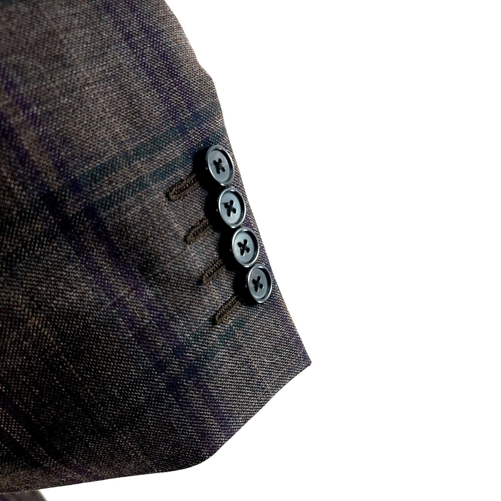Ralph Lauren Ralph Lauren Wool Brown Sharkskin Purple Green Windowpane Sp Size 42L - 3 Thumbnail