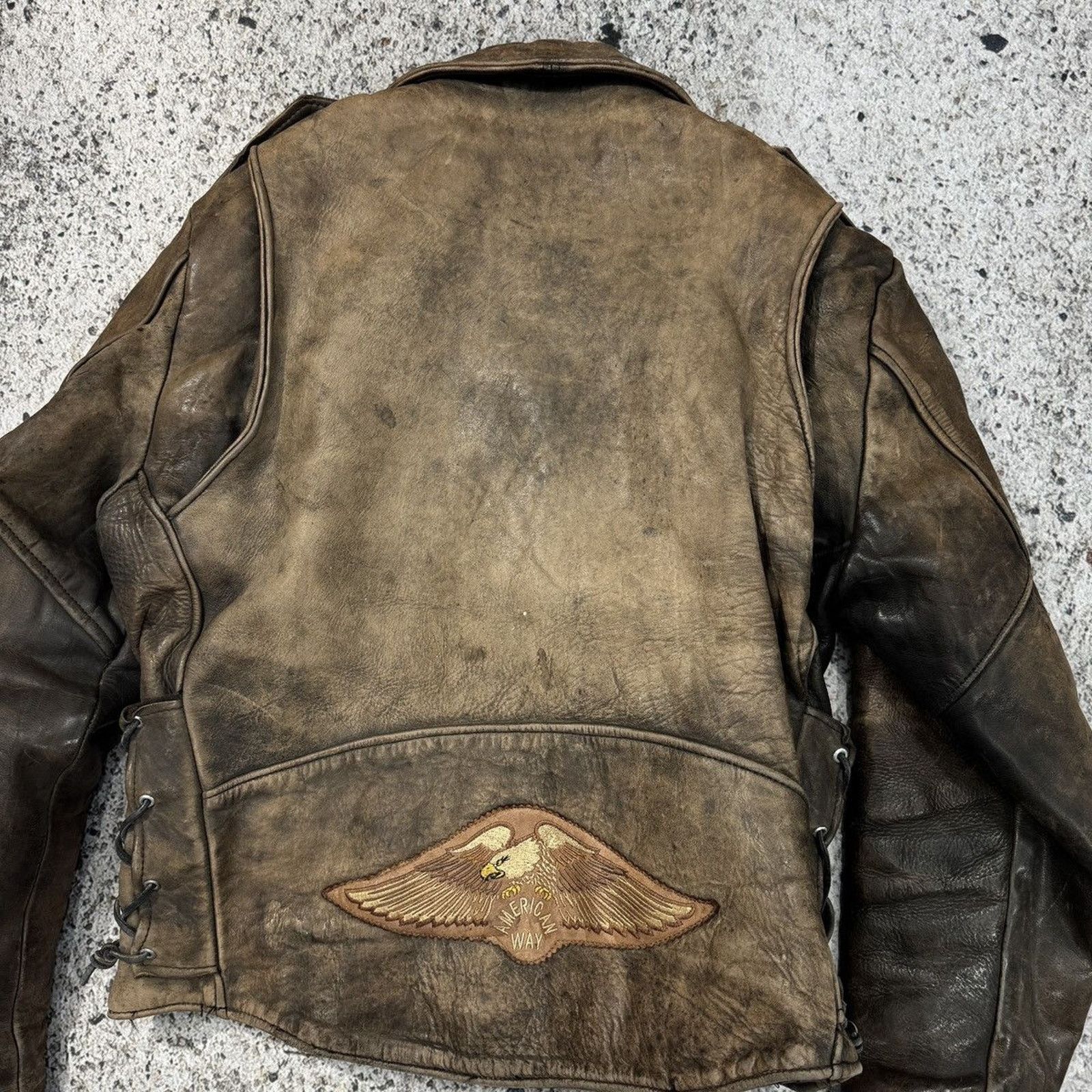 Vintage 90s Aged Faded Leather Motorcycle Jacket ERD Grunge Biker Size US L / EU 52-54 / 3 - 16 Thumbnail