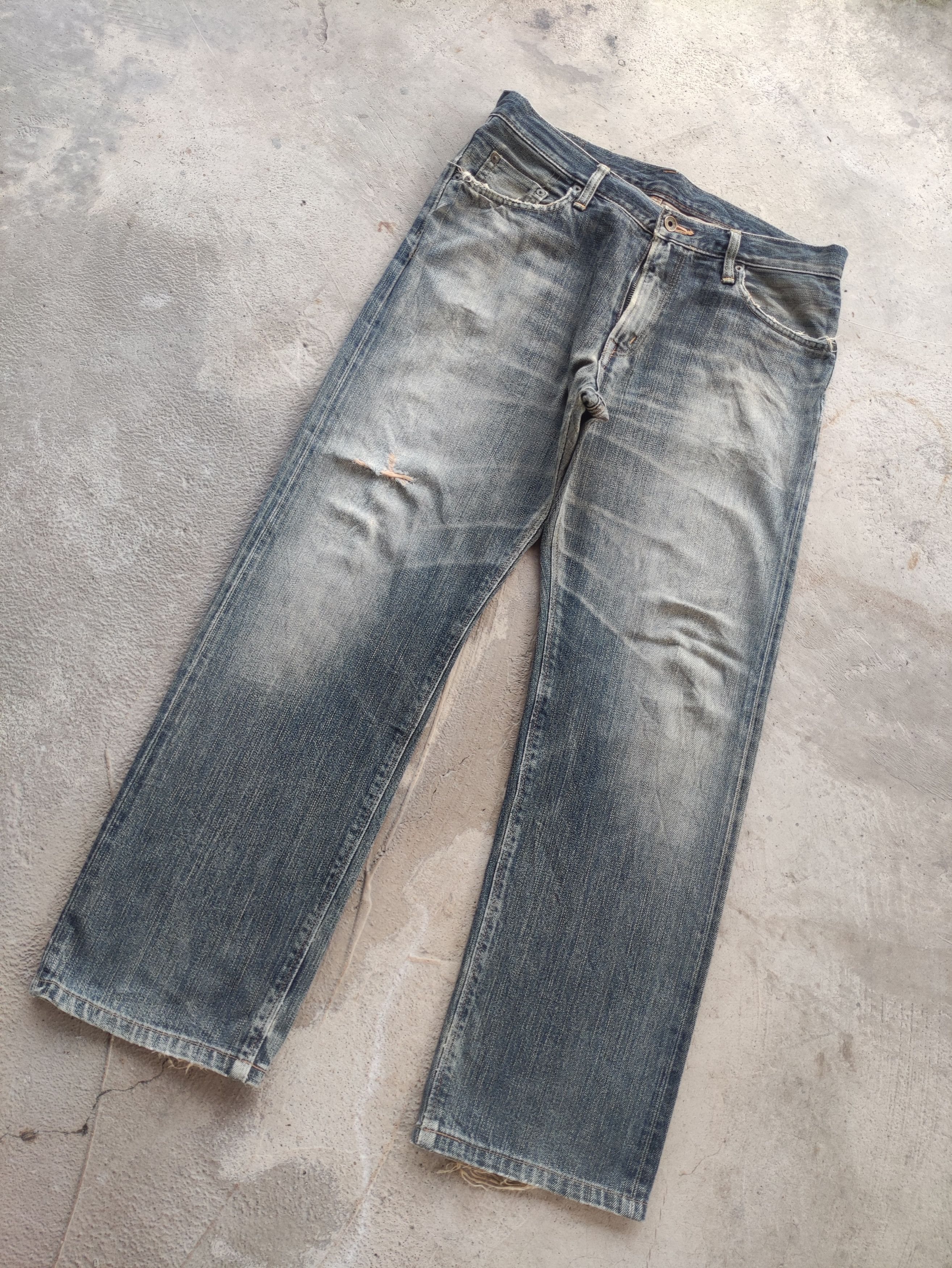 Edwin Vintage Edwin 505 Jean Rusty Jean Distressed Faded Denim Size US 35 - 2 Thumbnail
