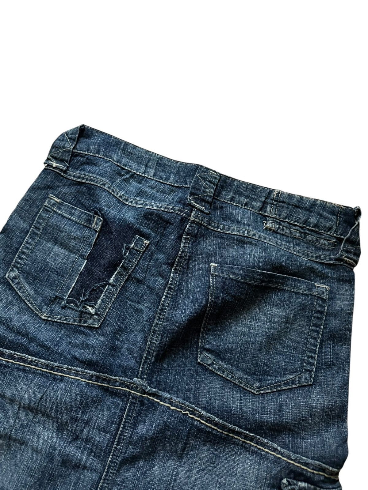 Marithe + Francois Girbaud VNTG M+Fg Y2K Distressed Ripped Pocket Grunge Cargo Skirt Size 27" / US 4 / IT 40 - 10 Thumbnail