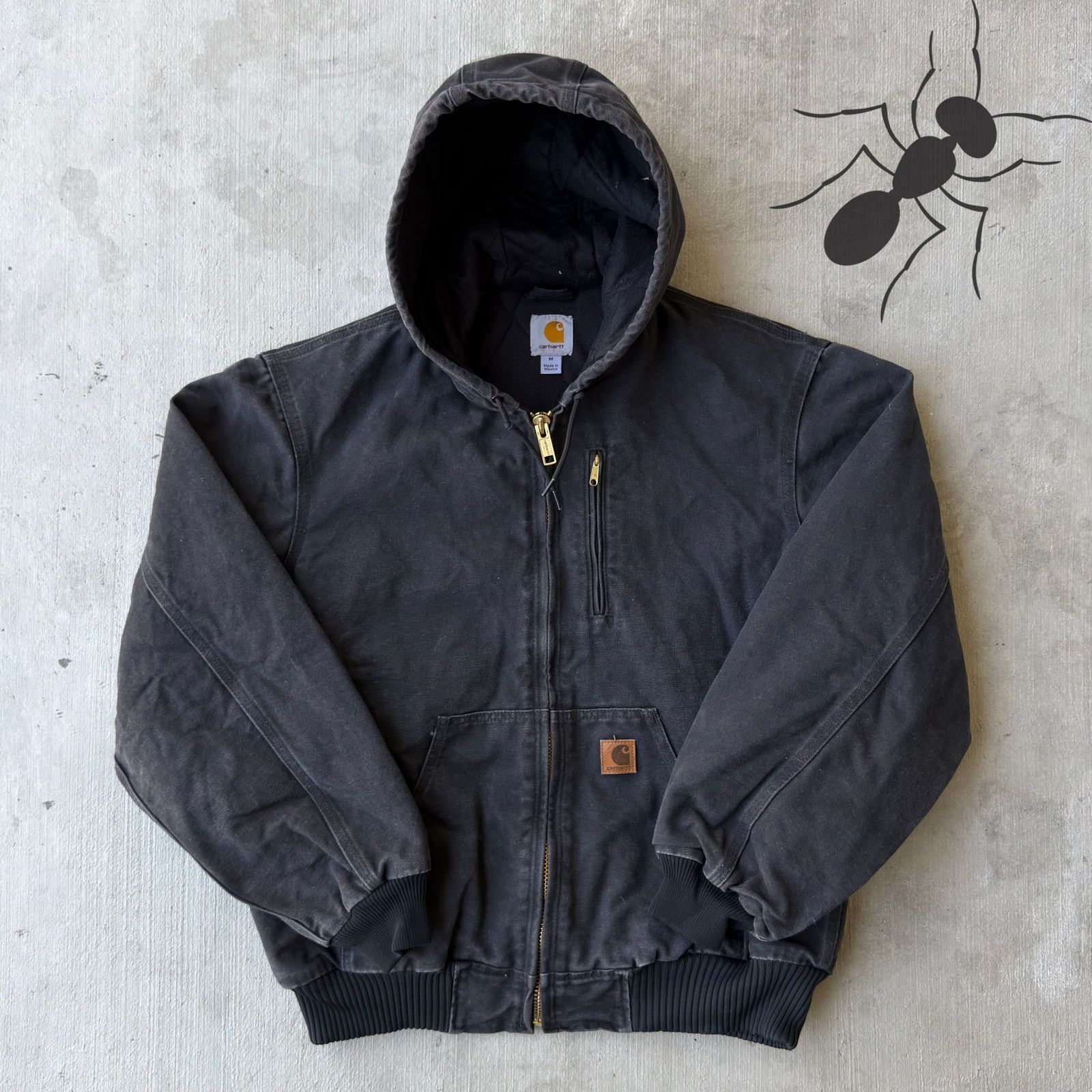 Carhartt black hooded work wear jacket