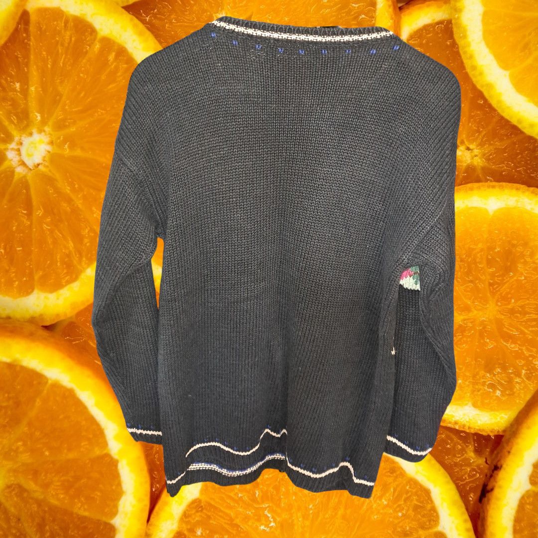 Other Crazy Horse Black with Flowers Knit Long Sweater Size 6 Size ONE SIZE - 7 Thumbnail