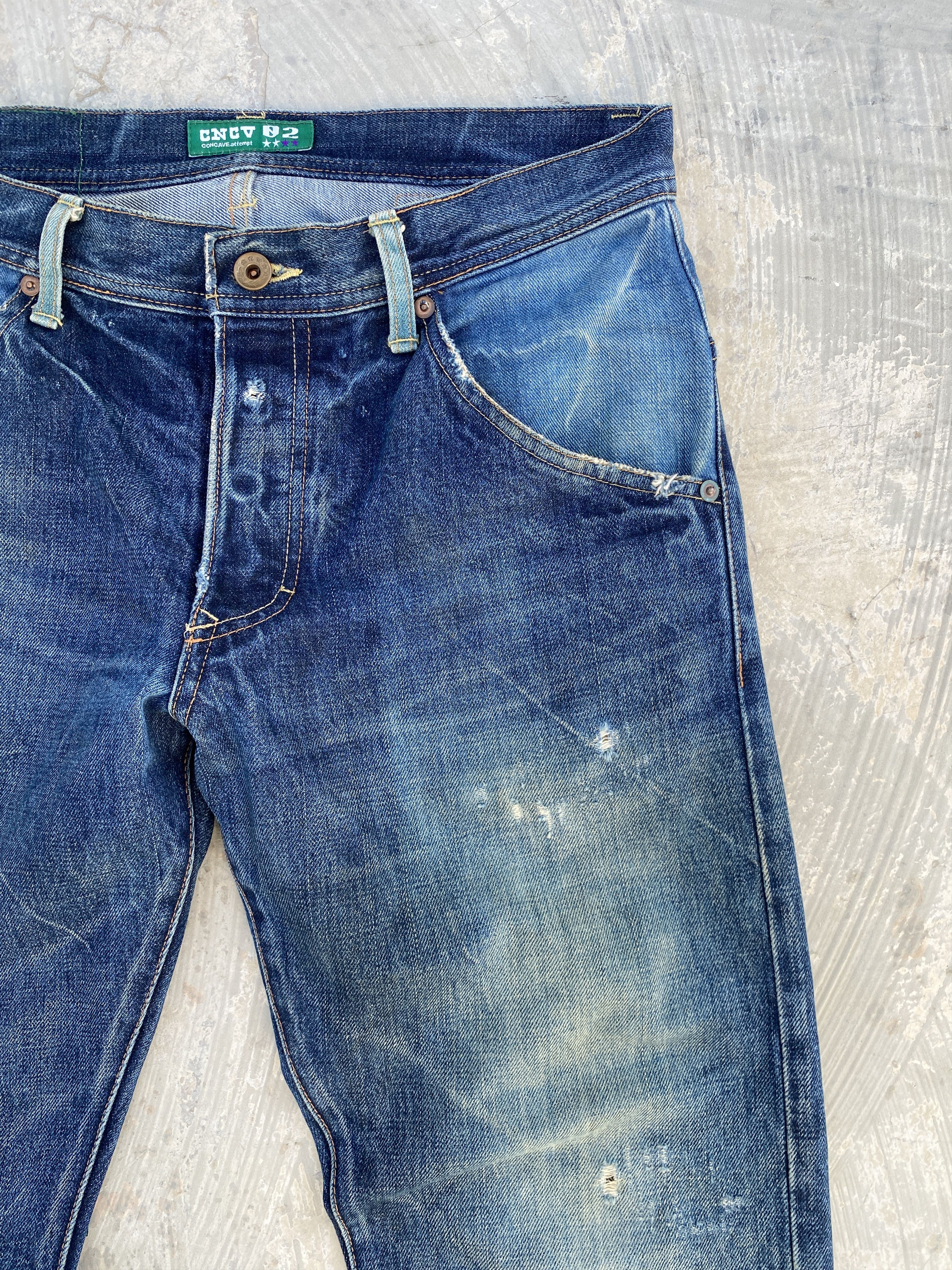 Japanese Brand Concave Attempt Distressed Jeans Size US 32 / EU 48 - 3 Thumbnail