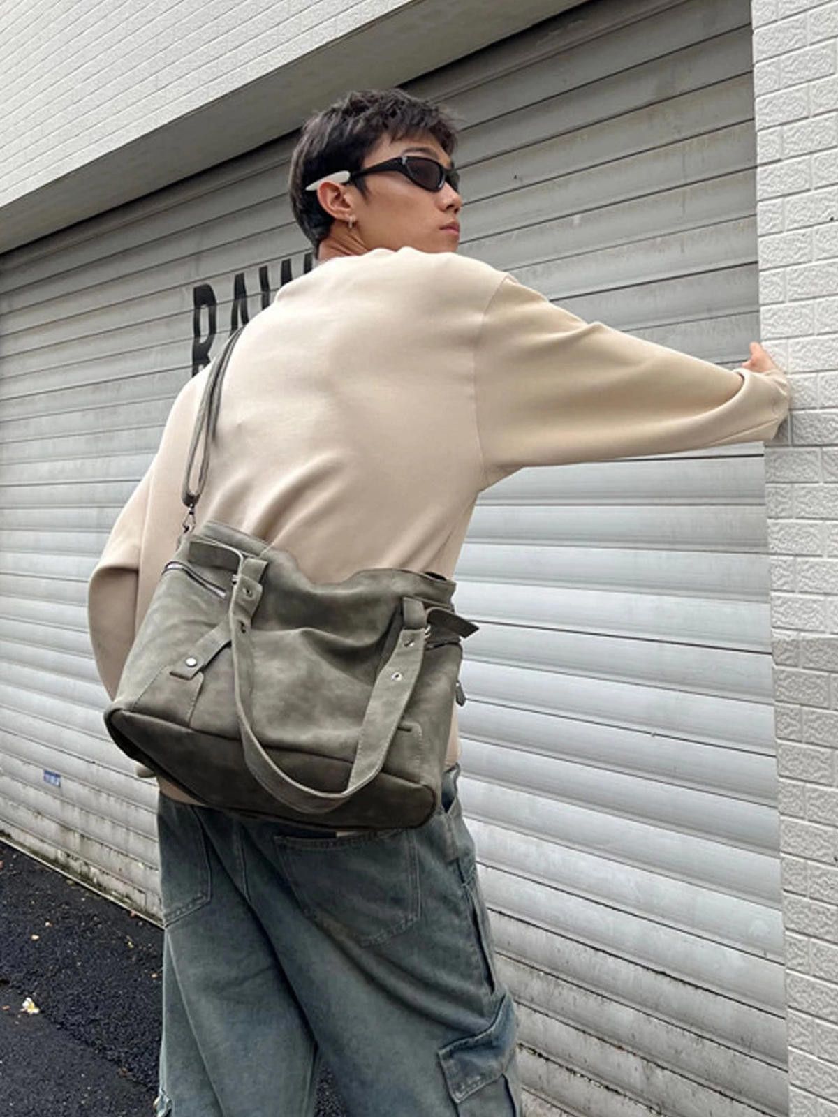 Leather Harajuku Moto Underarm PU Leather Tote Size ONE SIZE - 1 Thumbnail