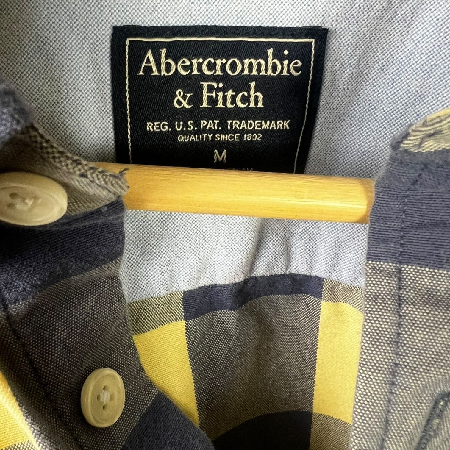 Abercrombie & Fitch Men's Abercrombie & Fitch Blue Yellow Plaid Shirt - Size Med Size US M / EU 48-50 / 2 - 6 Thumbnail